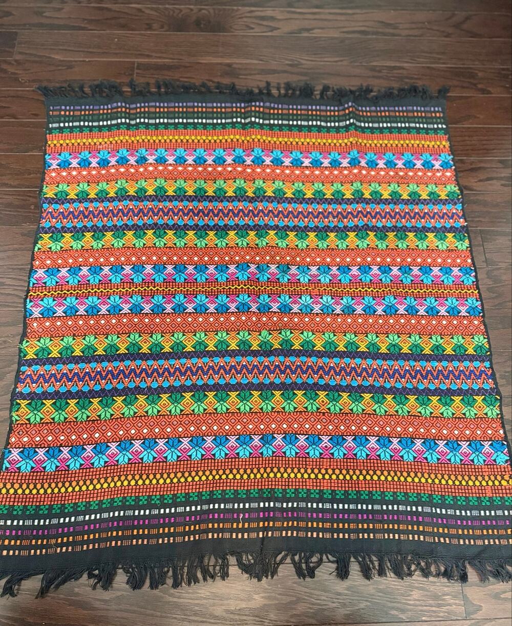 Handwoven Guatemalan Style Textile Throw Wall Hanging Boho Folk Art 35x37